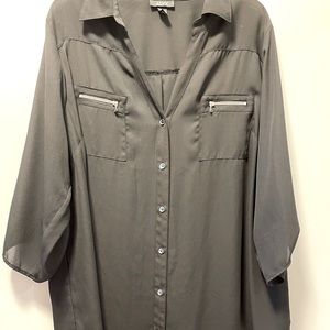 Black Button Down Blouse 3X